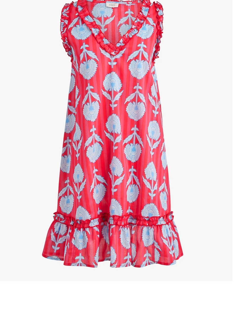J. Crew Factory Women’s Ruffle Mini Cover-Up - Belvedere Red/Blue Floral Print